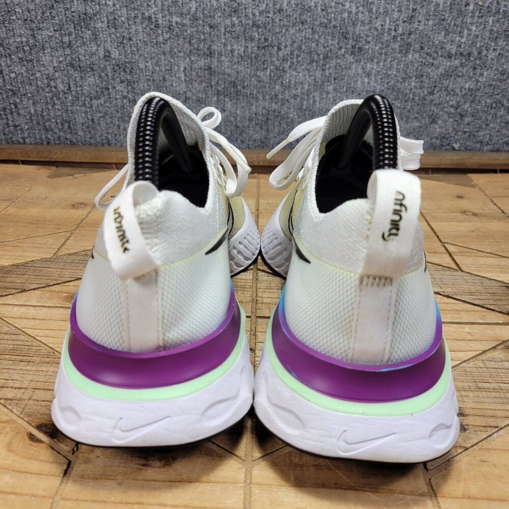 Nike React Infinity Run Flyknit‎ Mens Shoes 8 White Black Green Knit Sneakers - Picture 6 of 12